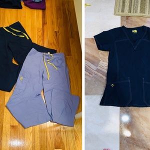 WONDERWINK 1 Blue Scrub Top + 2 Pant Set